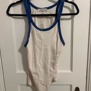 We The Free White Top with Blue Edging